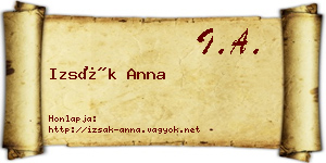 Izsák Anna névjegykártya